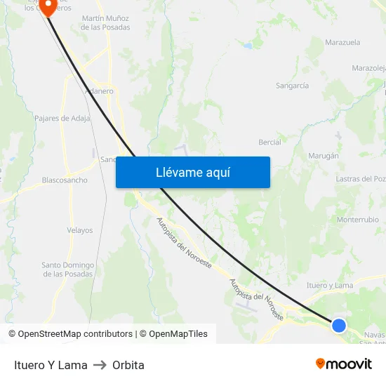 Ituero Y Lama to Orbita map