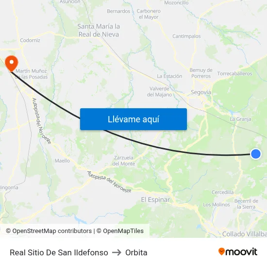 Real Sitio De San Ildefonso to Orbita map