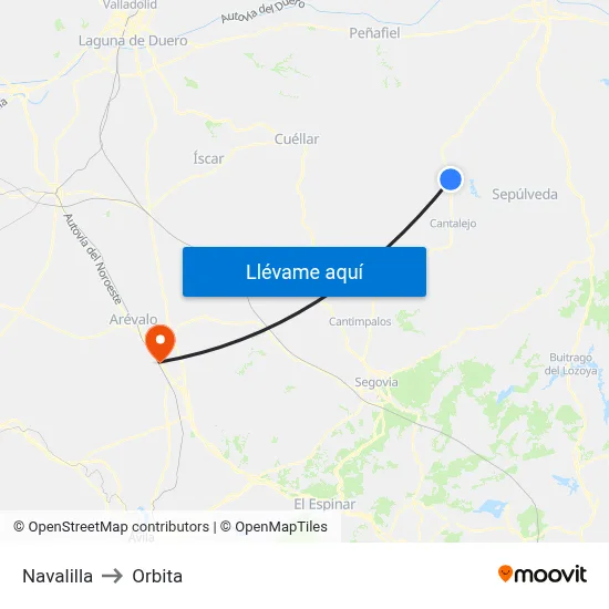 Navalilla to Orbita map