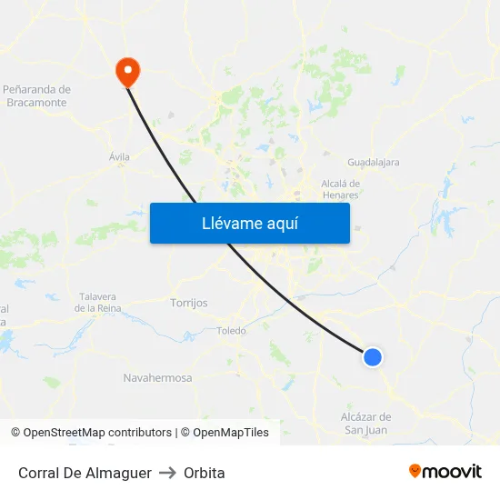Corral De Almaguer to Orbita map