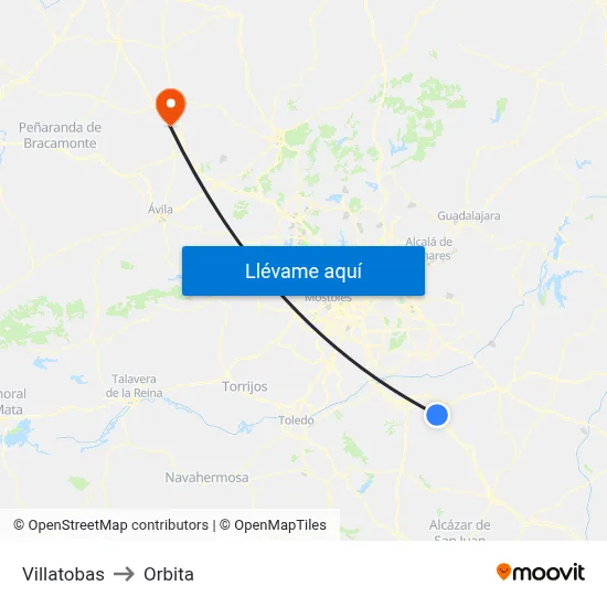 Villatobas to Orbita map