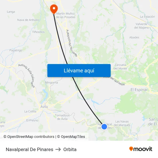 Navalperal De Pinares to Orbita map