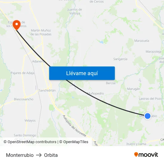 Monterrubio to Orbita map