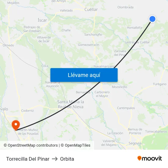 Torrecilla Del Pinar to Orbita map