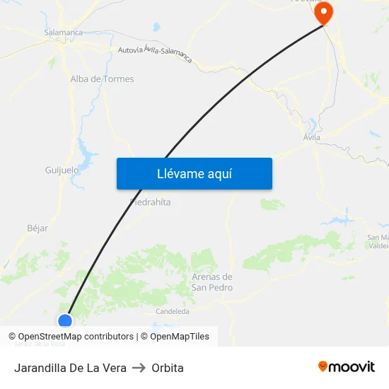 Jarandilla De La Vera to Orbita map