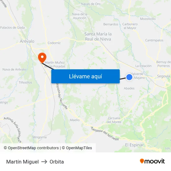 Martín Miguel to Orbita map