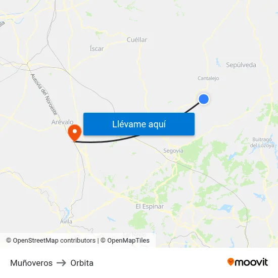 Muñoveros to Orbita map