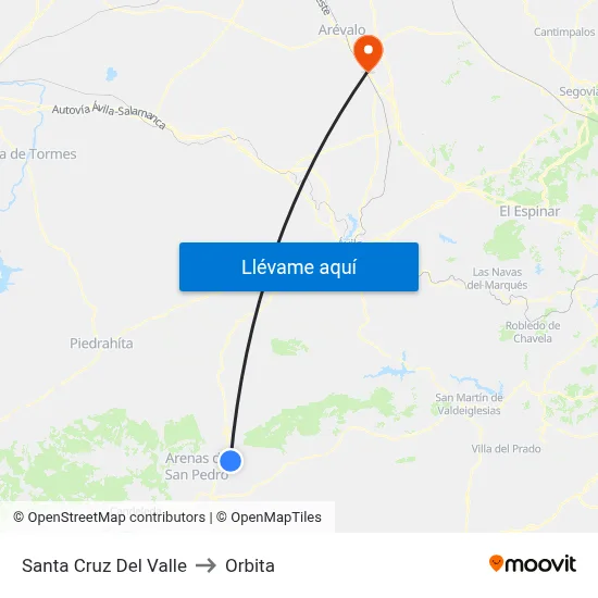 Santa Cruz Del Valle to Orbita map