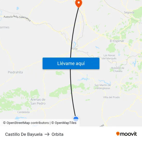 Castillo De Bayuela to Orbita map