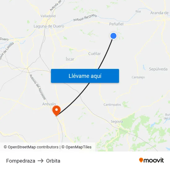 Fompedraza to Orbita map