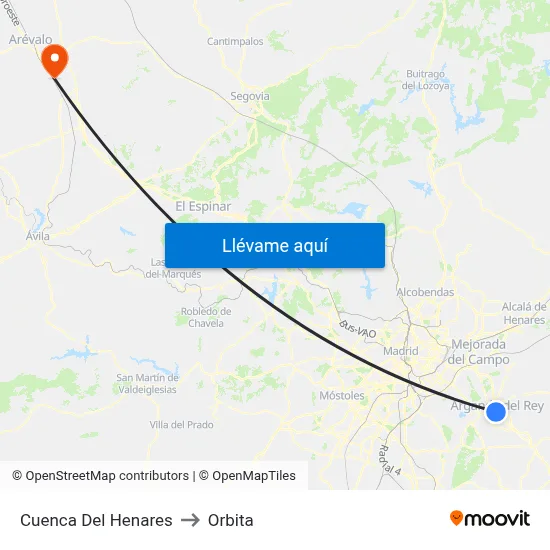 Cuenca Del Henares to Orbita map