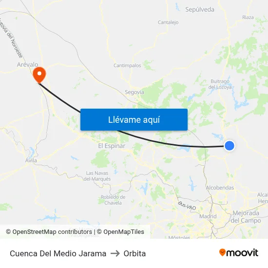 Cuenca Del Medio Jarama to Orbita map