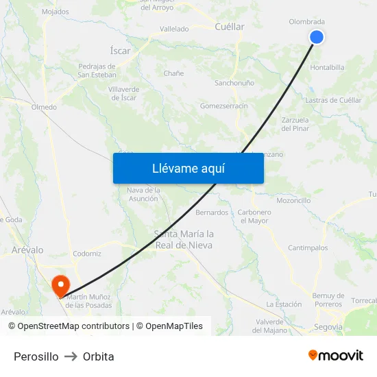 Perosillo to Orbita map