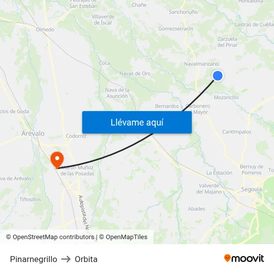 Pinarnegrillo to Orbita map
