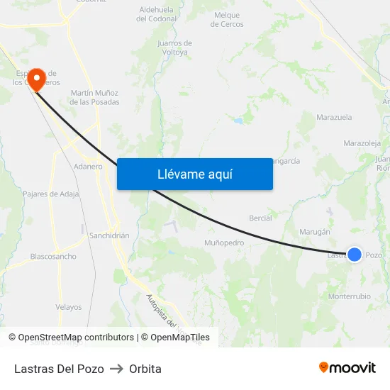Lastras Del Pozo to Orbita map