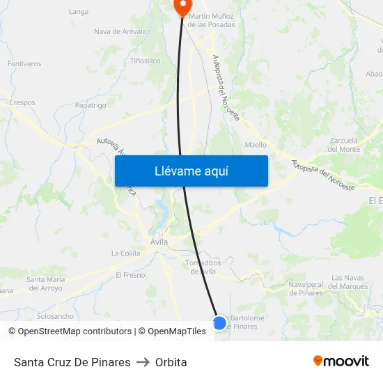 Santa Cruz De Pinares to Orbita map