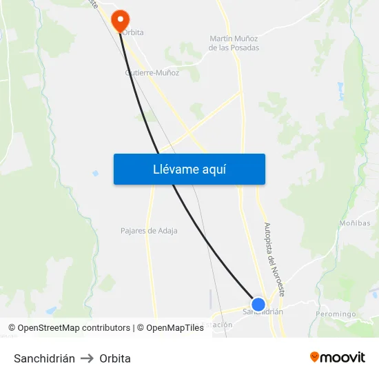 Sanchidrián to Orbita map