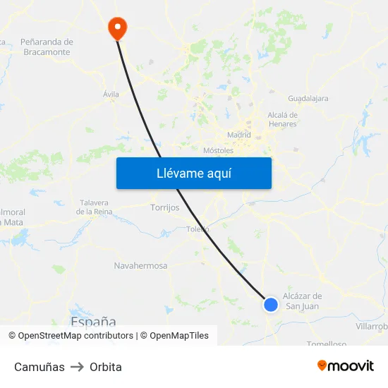 Camuñas to Orbita map