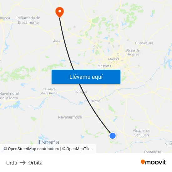 Urda to Orbita map