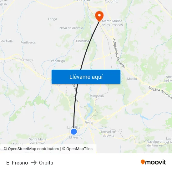El Fresno to Orbita map
