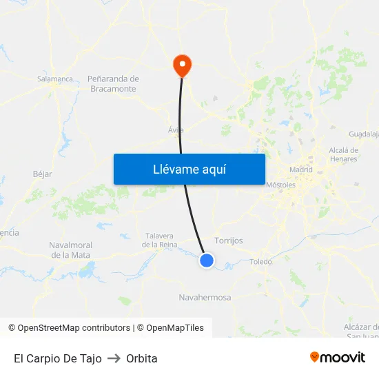 El Carpio De Tajo to Orbita map
