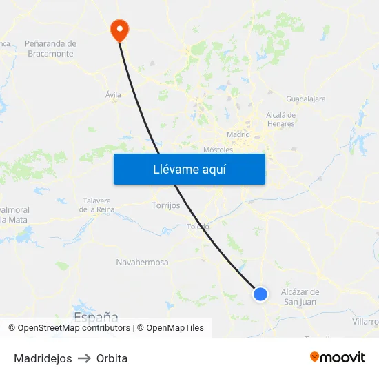 Madridejos to Orbita map