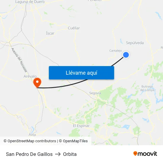San Pedro De Gaíllos to Orbita map