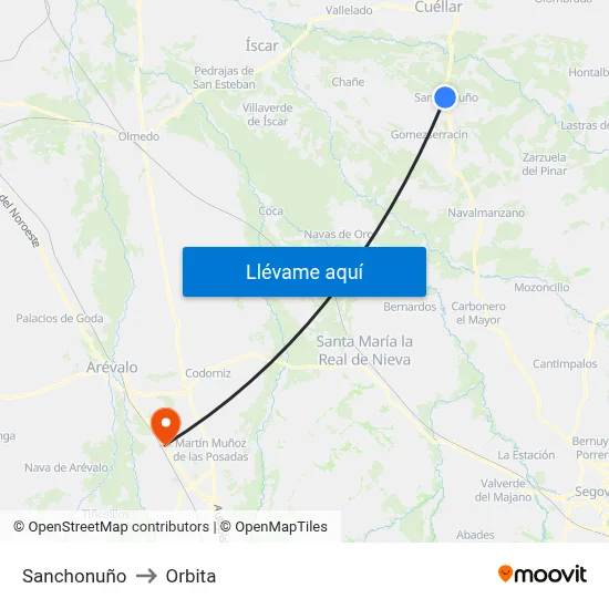 Sanchonuño to Orbita map