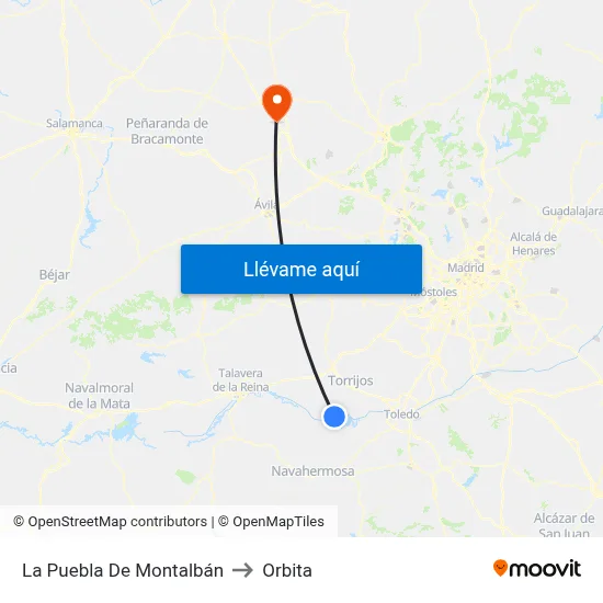 La Puebla De Montalbán to Orbita map