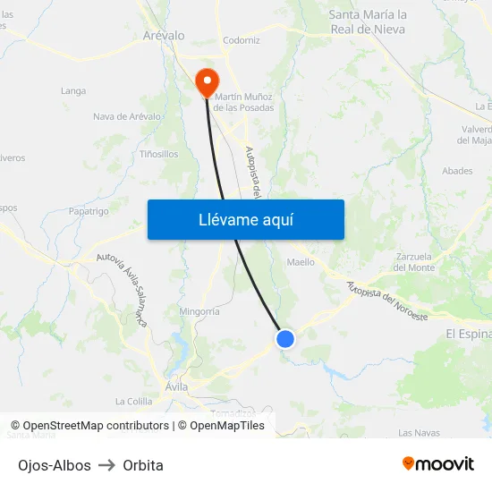 Ojos-Albos to Orbita map