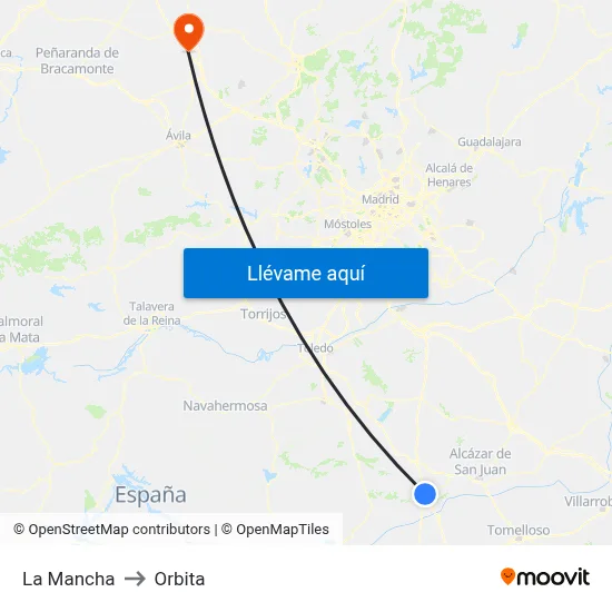 La Mancha to Orbita map