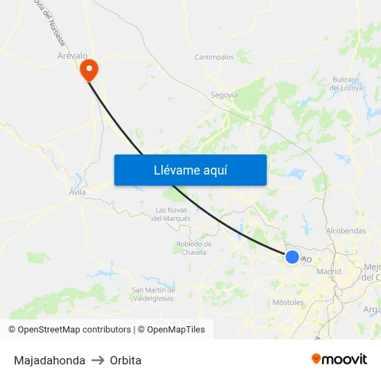 Majadahonda to Orbita map