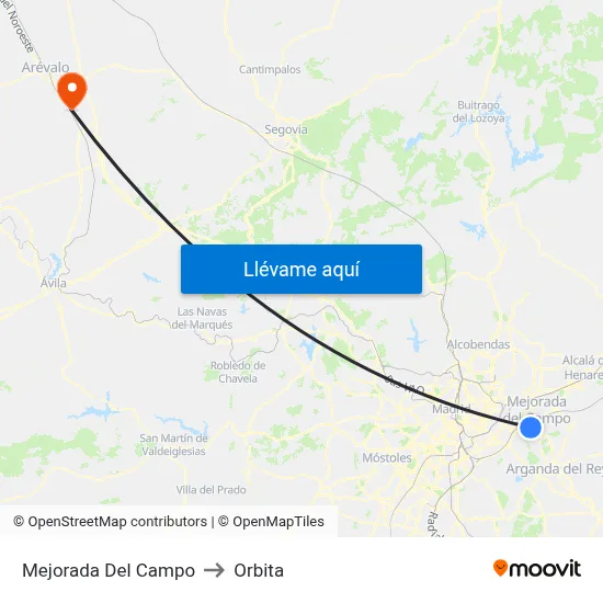 Mejorada Del Campo to Orbita map