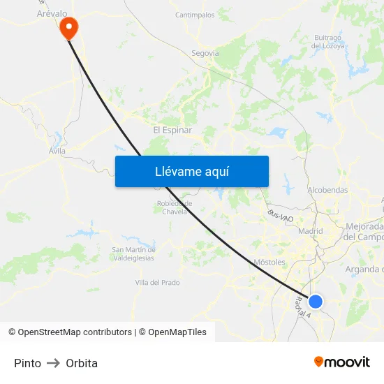 Pinto to Orbita map