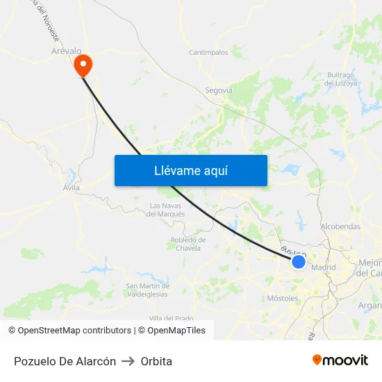 Pozuelo De Alarcón to Orbita map