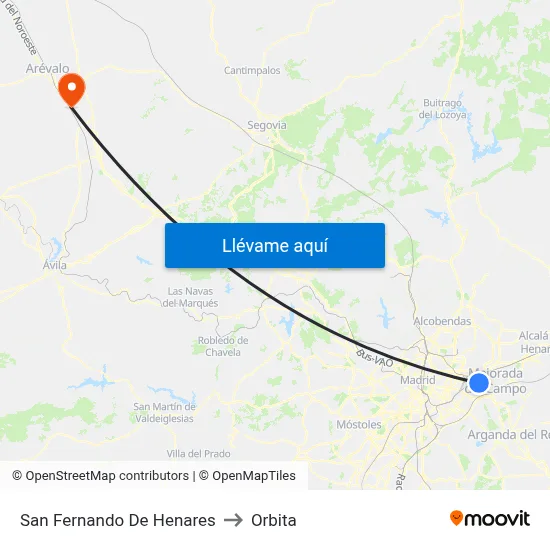 San Fernando De Henares to Orbita map