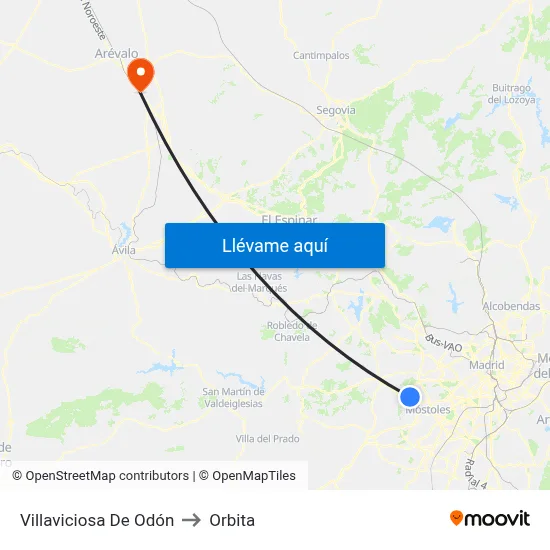 Villaviciosa De Odón to Orbita map