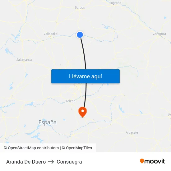 Aranda De Duero to Consuegra map