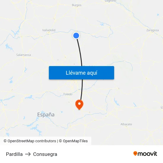 Pardilla to Consuegra map