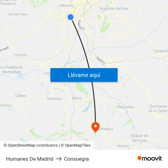 Humanes De Madrid to Consuegra map