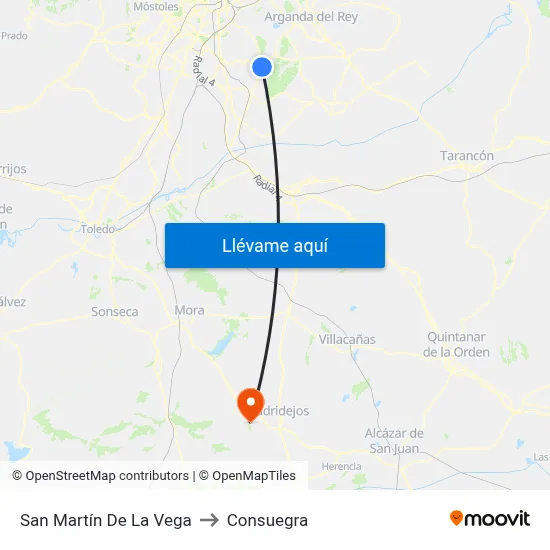 San Martín De La Vega to Consuegra map