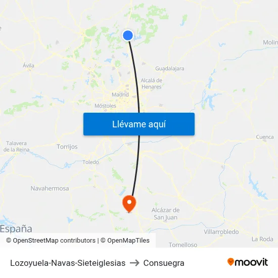 Lozoyuela-Navas-Sieteiglesias to Consuegra map