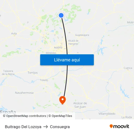 Buitrago Del Lozoya to Consuegra map