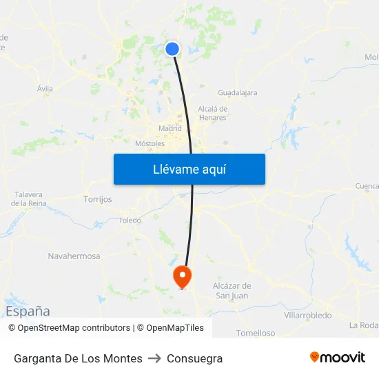 Garganta De Los Montes to Consuegra map