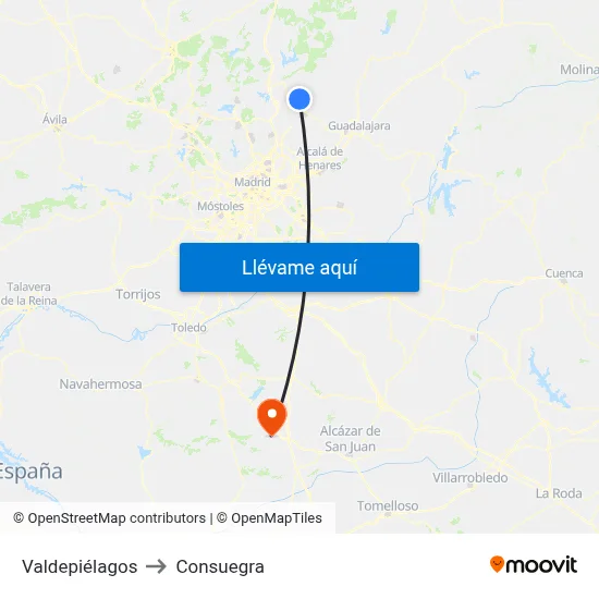 Valdepiélagos to Consuegra map
