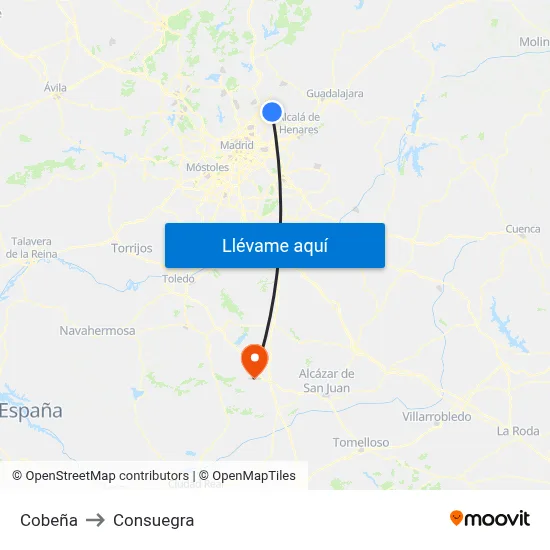 Cobeña to Consuegra map