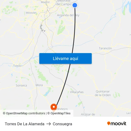 Torres De La Alameda to Consuegra map