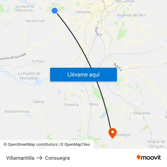 Villamantilla to Consuegra map