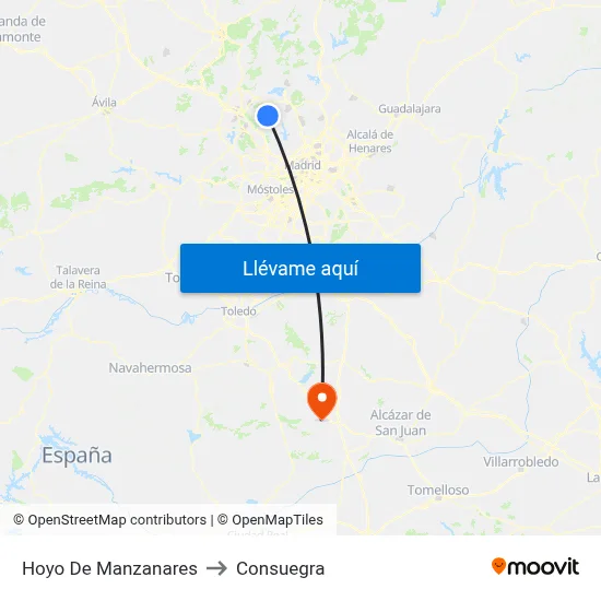 Hoyo De Manzanares to Consuegra map