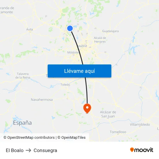El Boalo to Consuegra map